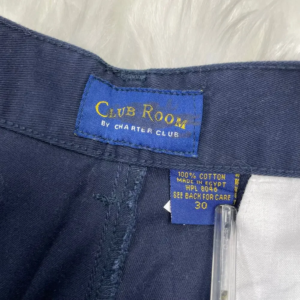 Vintage 90s Club Room Navy Pleated Classic Chino Shorts Preppy Old Money Dad